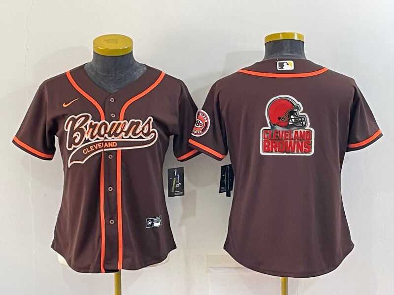 Women's Cleveland Browns Brown Team Big Logo With Patch Cool Base Stitched Baseball Jersey,We sell and wholesale Women's Cleveland Browns Brown Team Big Logo With Patch Cool Base Stitched Baseball Jersey on line form chian!